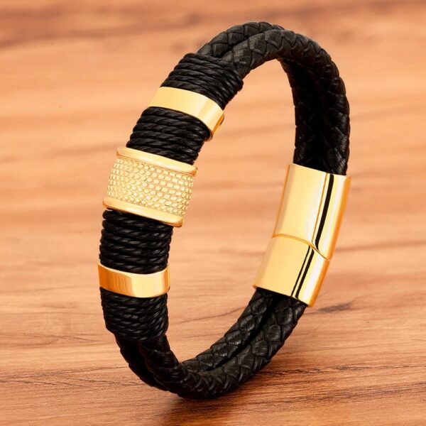 woven men bracelet gold color