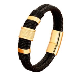 woven men bracelet gold color